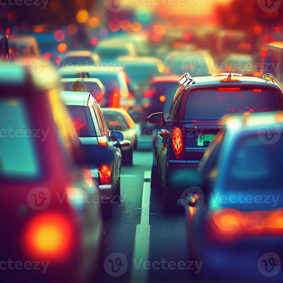 traffico marmellata, sfocato bokeh sfondo - ai generato Immagine foto