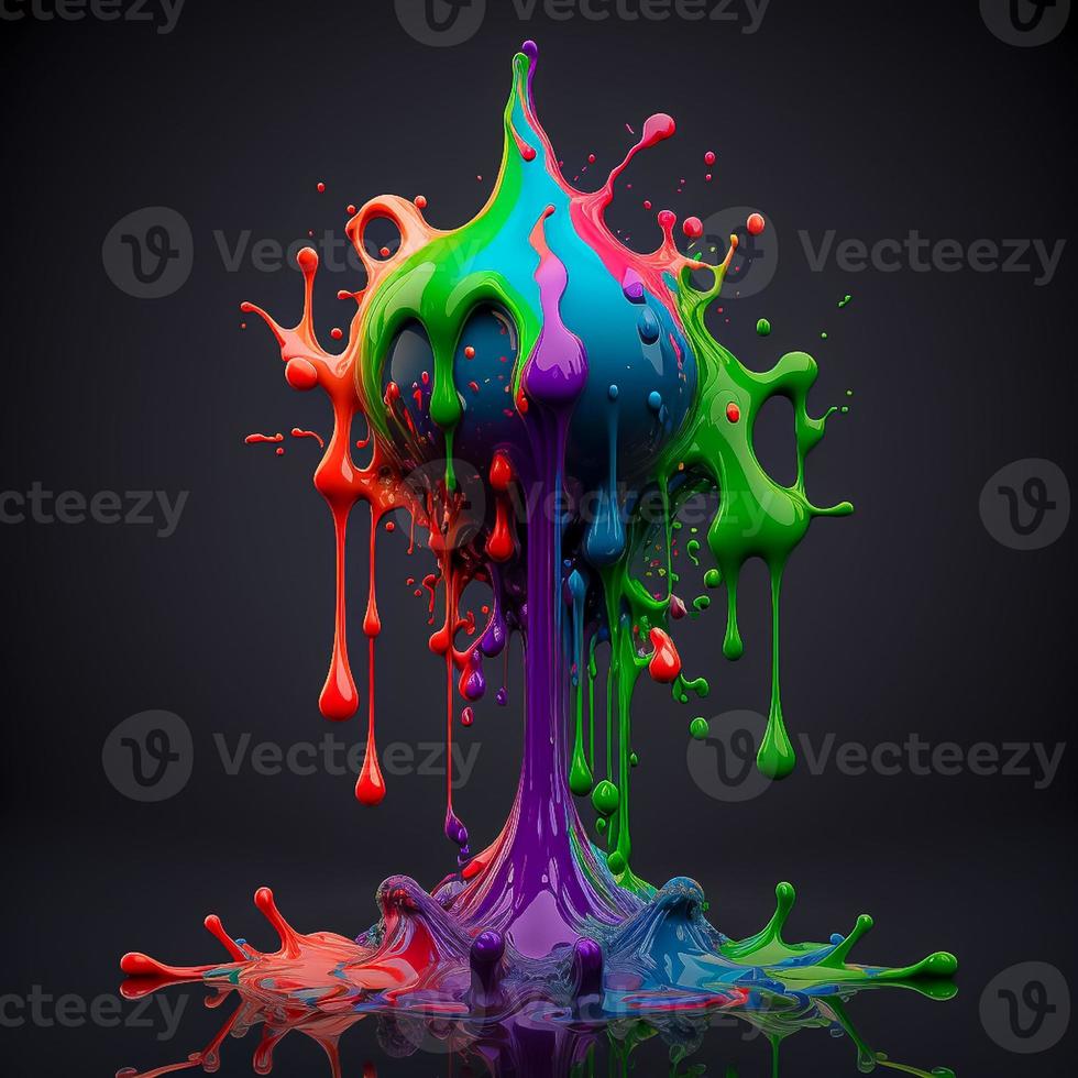 colorato colore acqua far cadere esplosione fungo, gocciolante dipingere spruzzo foto