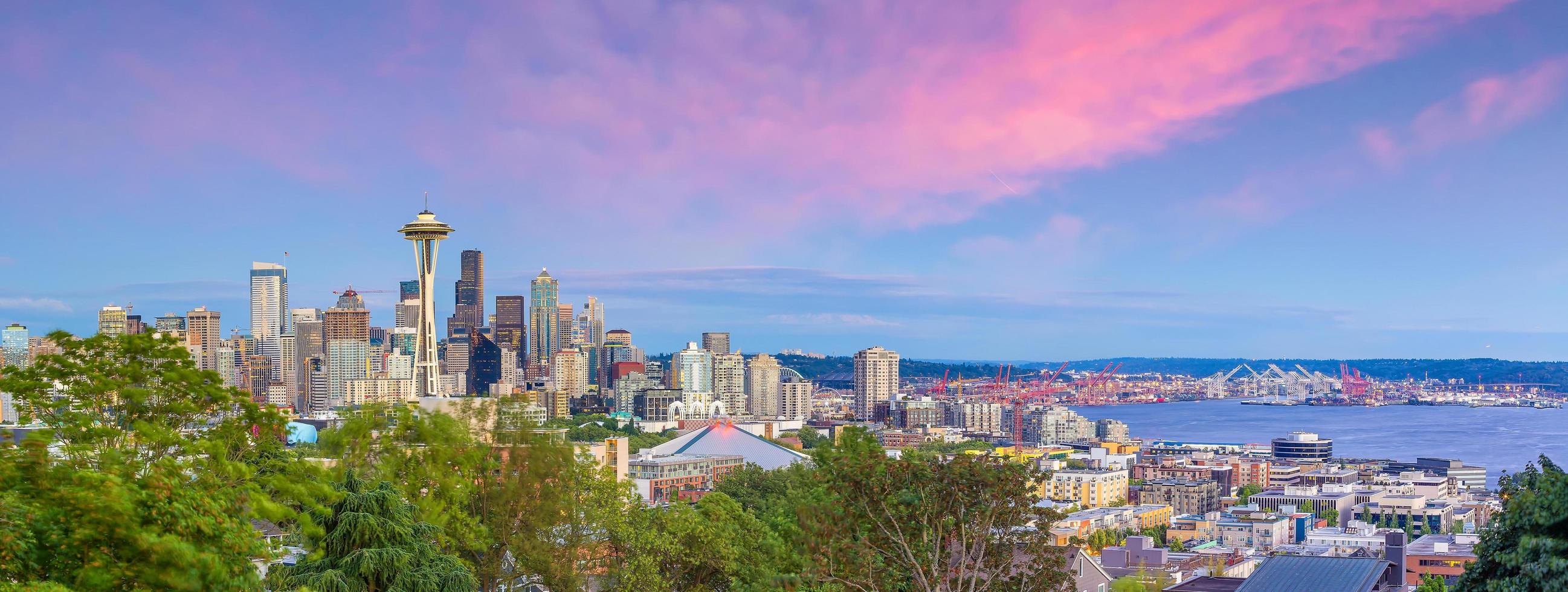 Seattle skyline del centro città paesaggio urbano nello stato di washington, usa foto