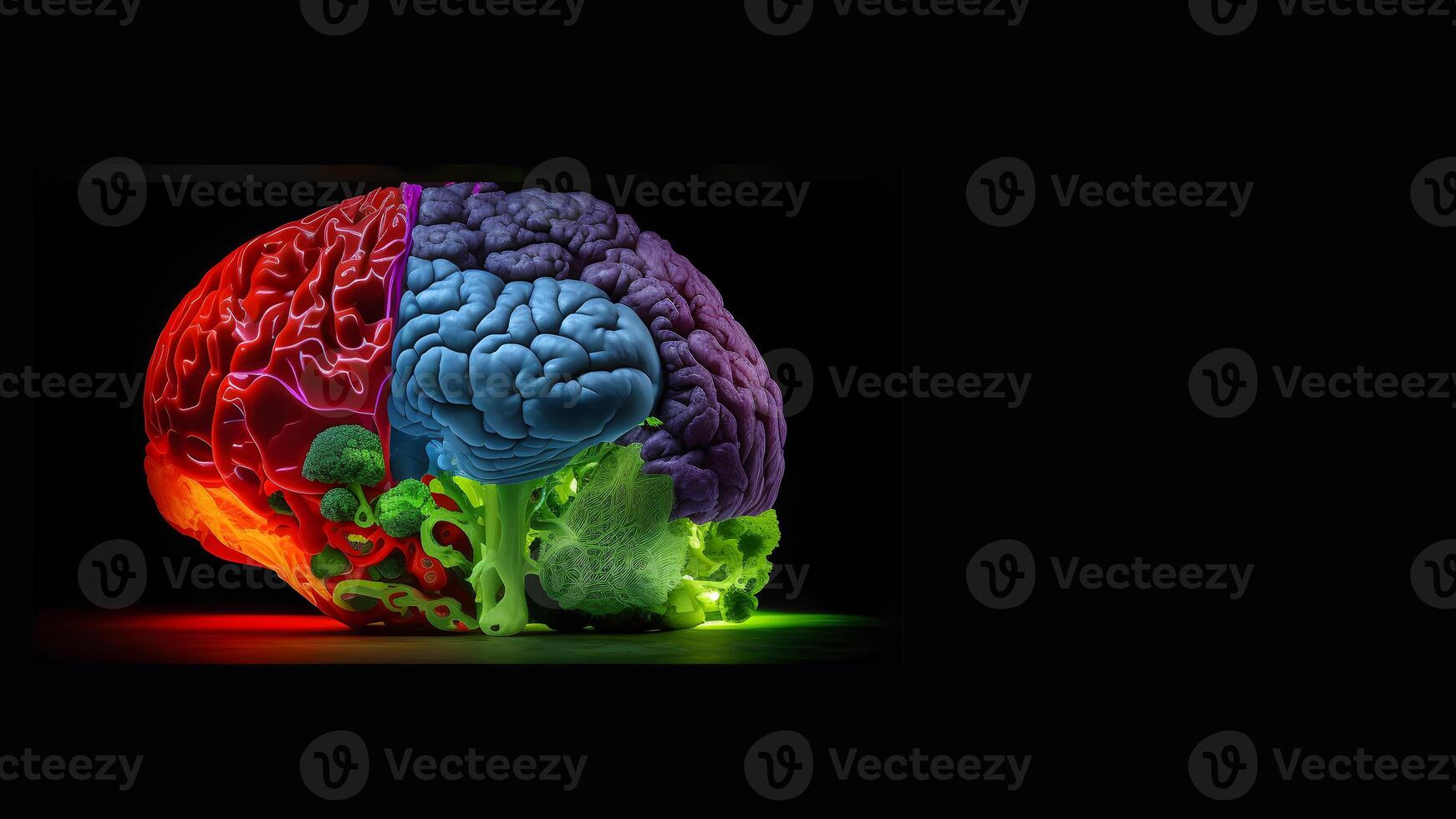 3d reso illustrazione di umano cervello, generativo ai. foto