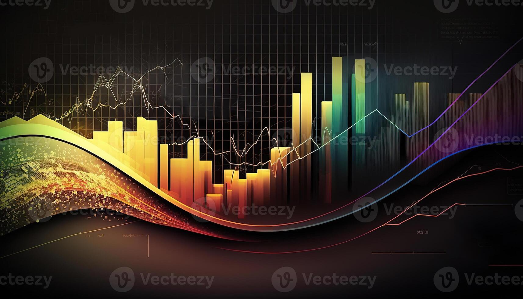 generativo ai, azione mercato grafico linee, finanziario grafico su tecnologia astratto sfondo rappresentare finanziario crisi, finanziario fusione. tecnologia concetto, commercio mercato concetto. foto