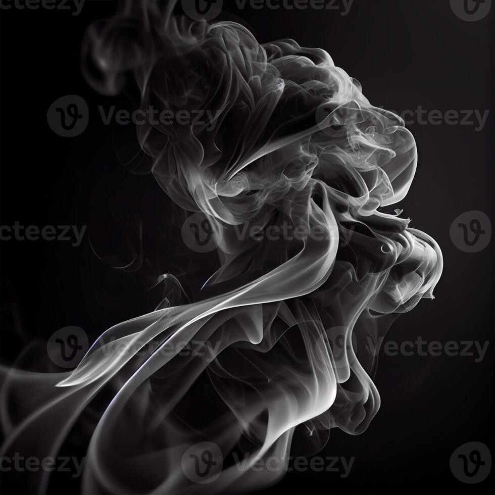 di spessore bianca Fumo su un' buio sfondo - ai generato Immagine foto