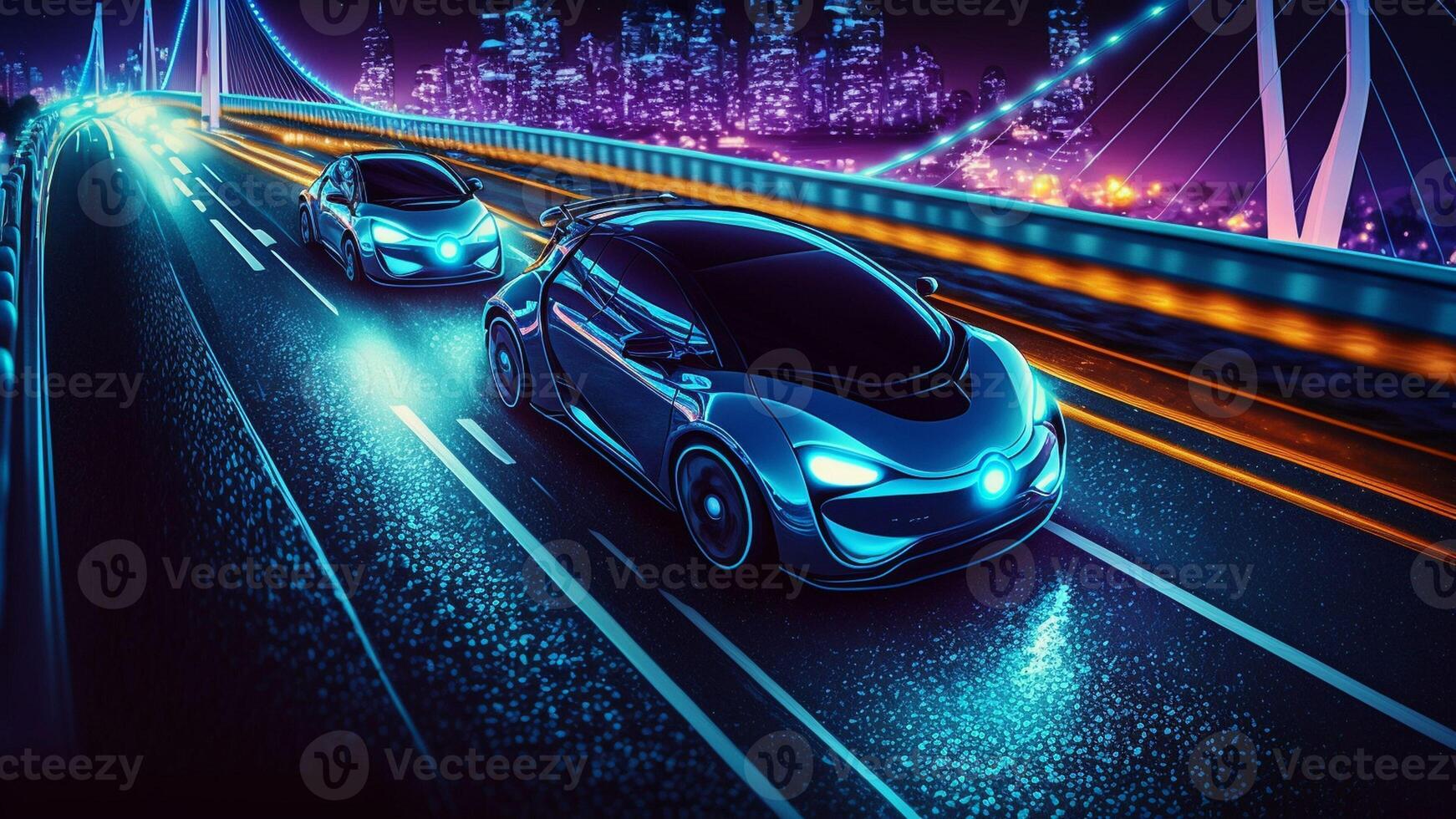 autonomo elettrico guida autonoma. pubblico mezzi di trasporto con generativo ai tecnologia. foto