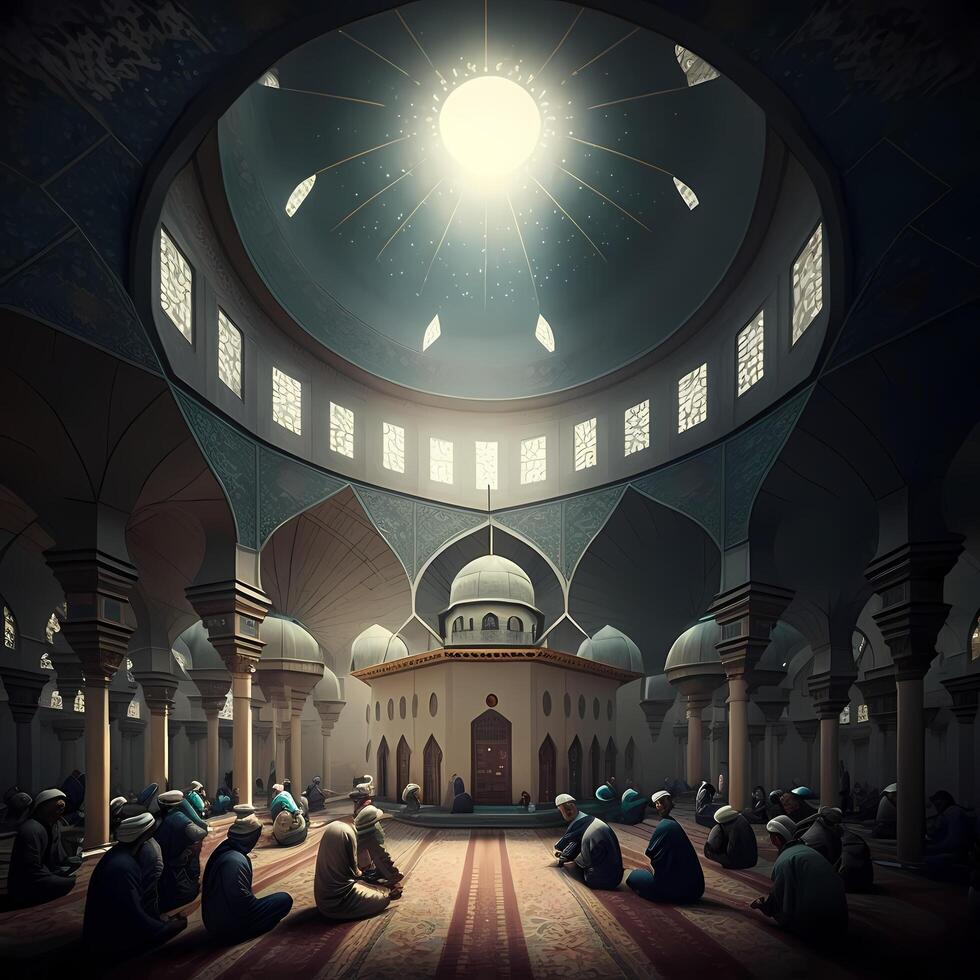 moschea per musulmano preghiera. ai generato foto