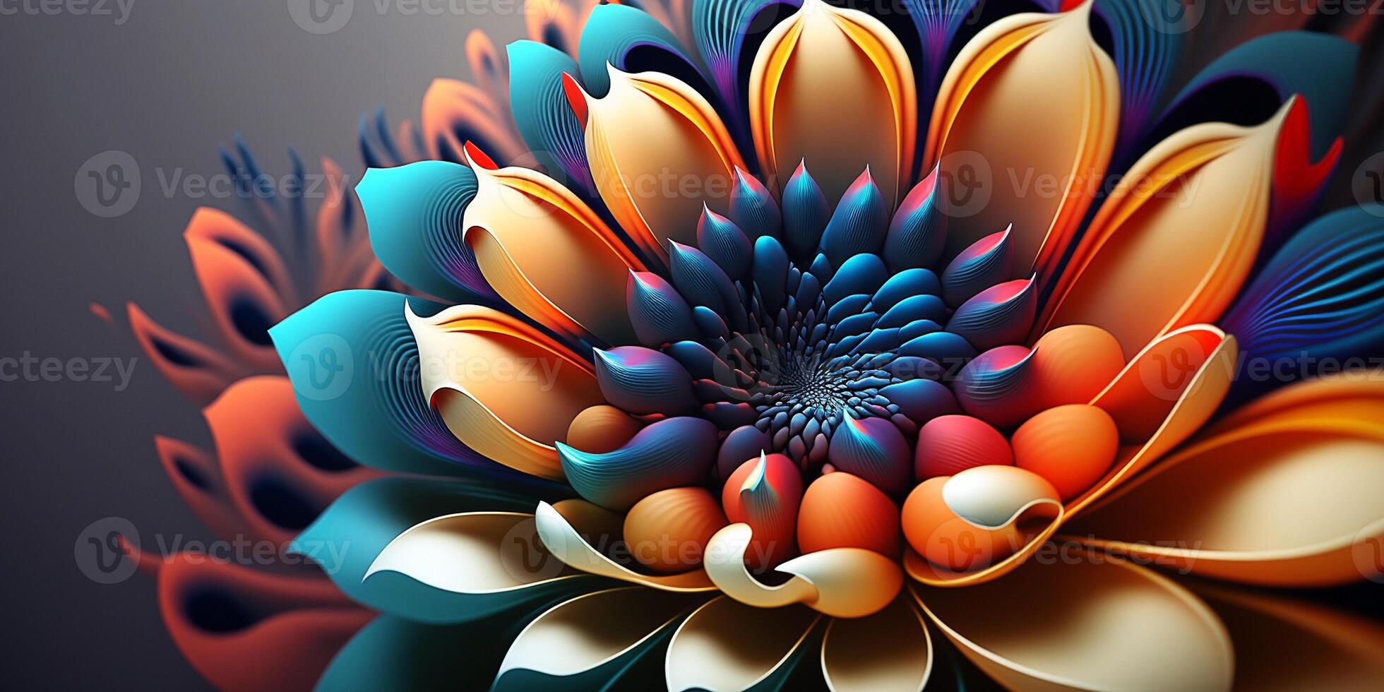 arcobaleno fiore 3d illustrazione, colorato floreale astratto sfondo, generativo ai foto