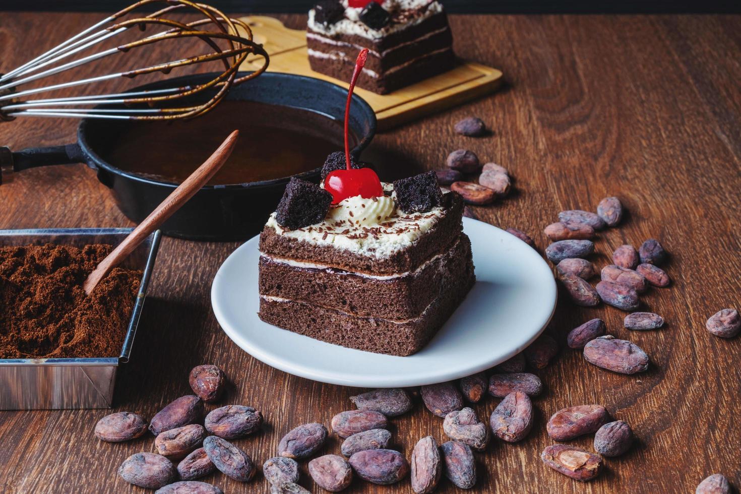 concetto di cottura della torta al cioccolato foto