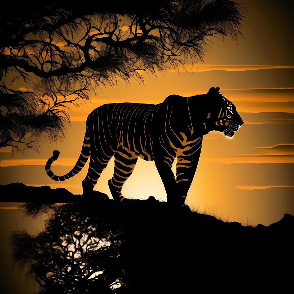 tigre silhouette ai generato foto