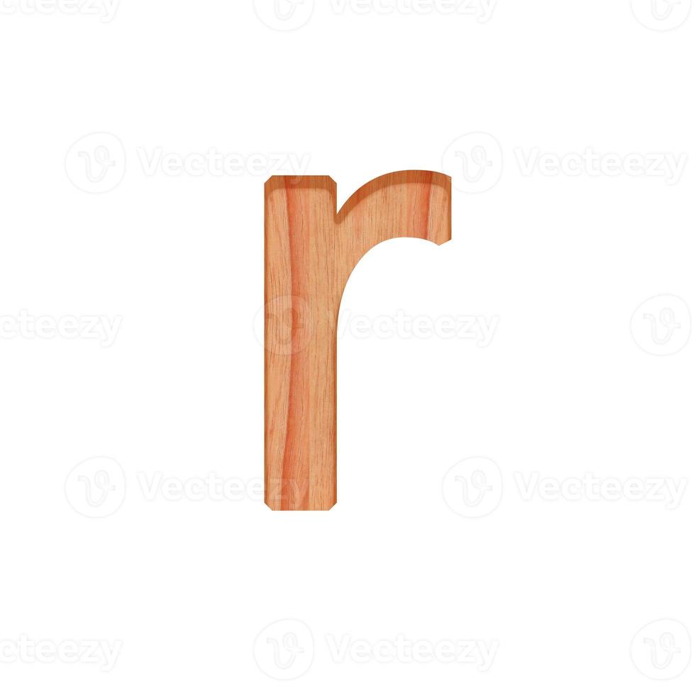 alfabeto piccolo di legno Vintage ▾. minuscolo lettera modello bellissimo 3d isolato su bianca sfondo design consonante r foto