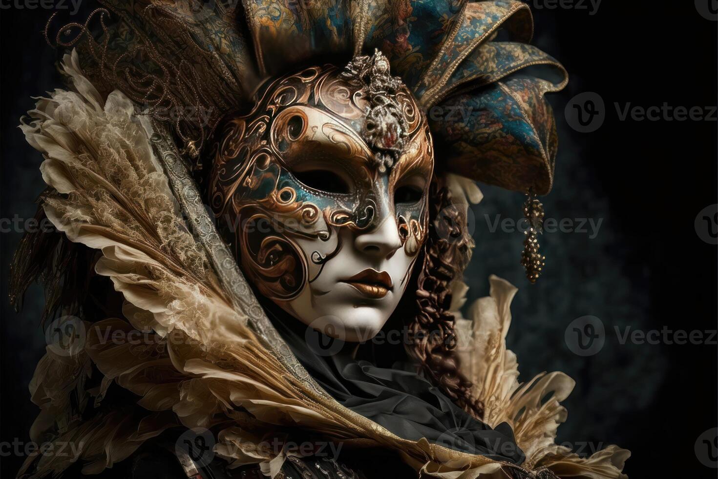 veneziano carnevale maschera. ai generato foto