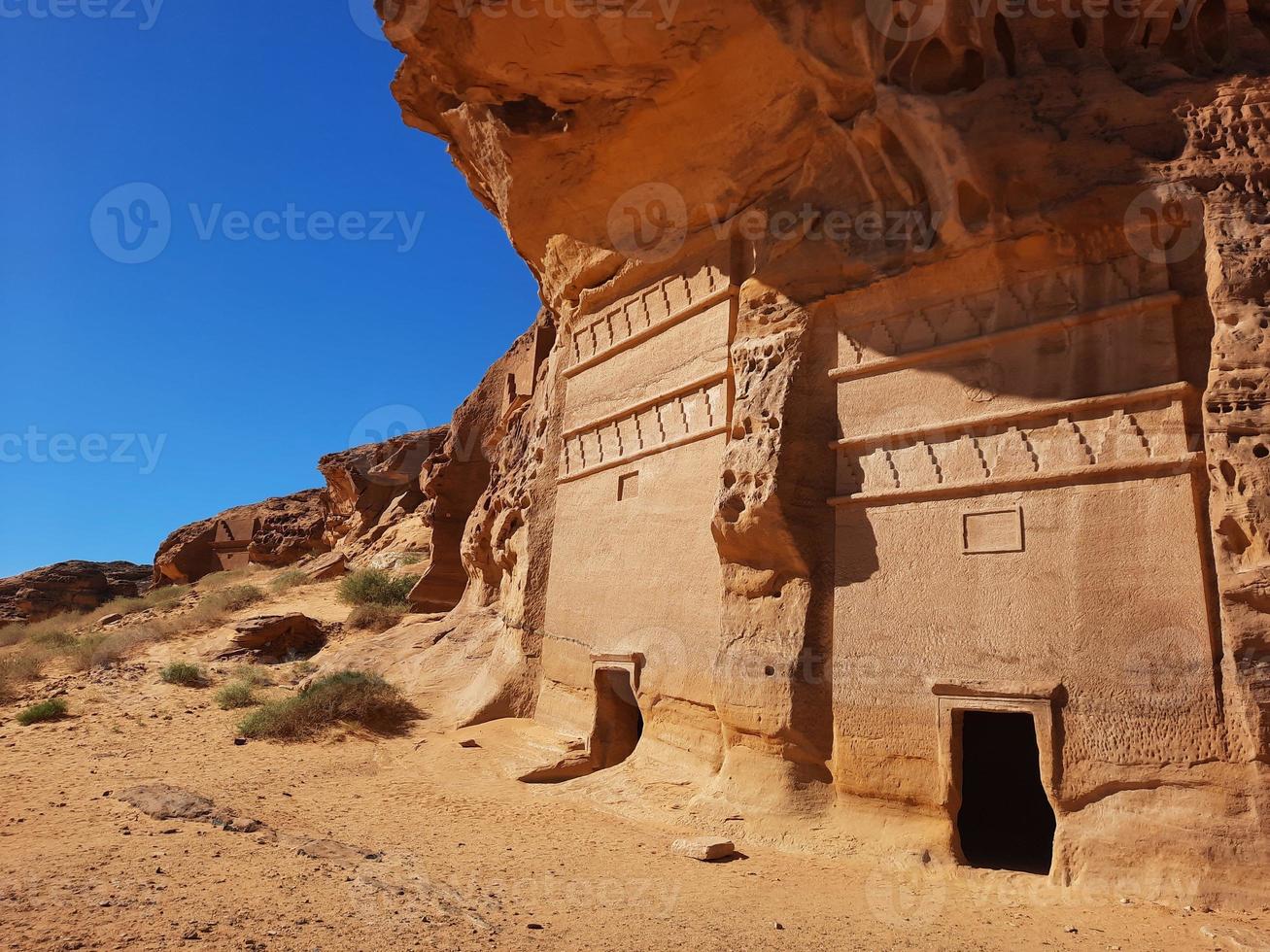 bellissimo giorno Visualizza di al egra, madain saleh archeologico luogo nel al ula, Arabia arabia. foto