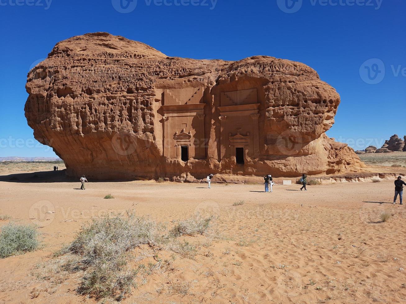 bellissimo giorno Visualizza di al egra, madain saleh archeologico luogo nel al ula, Arabia arabia. foto