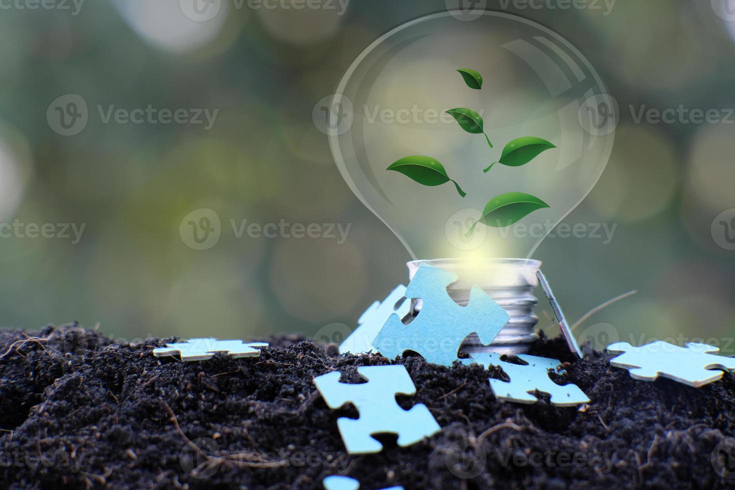 lampadina, salvare il mondo e il concetto di crescita del business foto