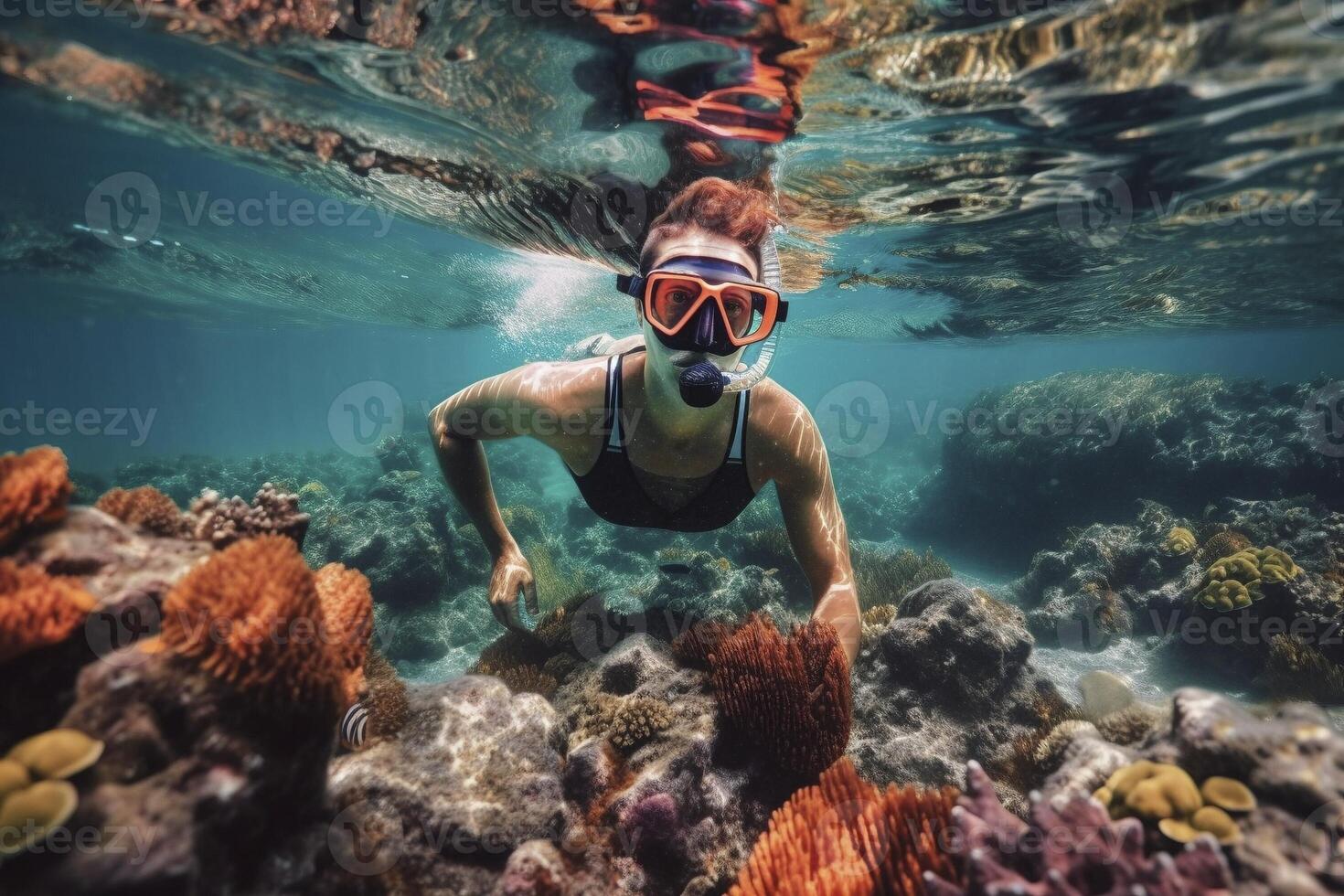 boccaglio immersione a tropicale corallo scogliera, creato con generativo ai foto