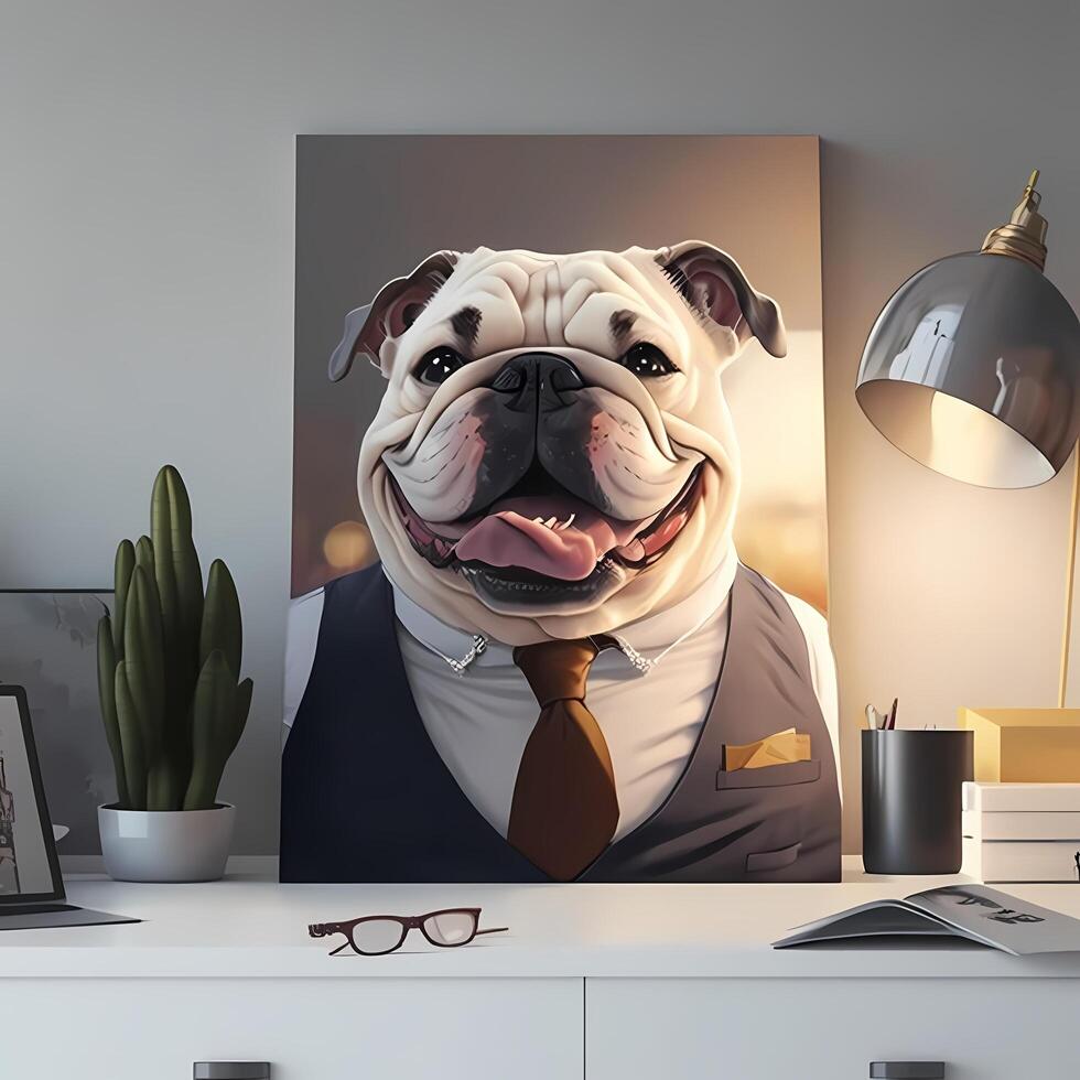 bulldog uomo d'affari illustrazione ai generato foto