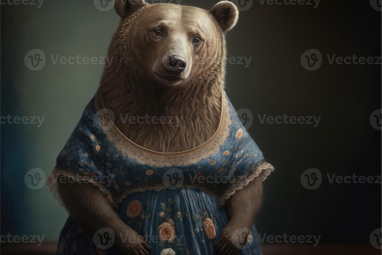 ritratto di orso nel un' vittoriano vestire. ai generato foto