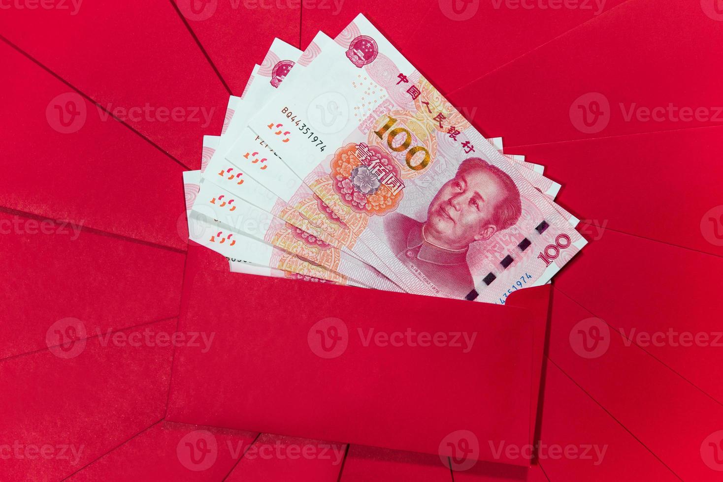 yuan o rmb, Cinese moneta con rosso Busta foto