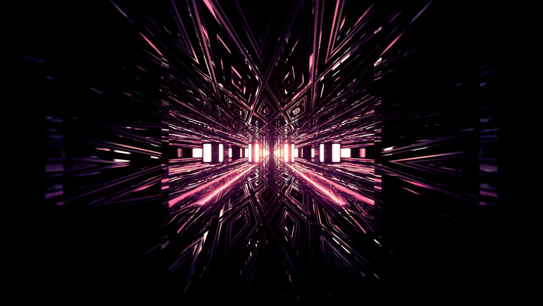 illustrazione 3d astratta di motivi geometrici luminosi su sfondo nero foto