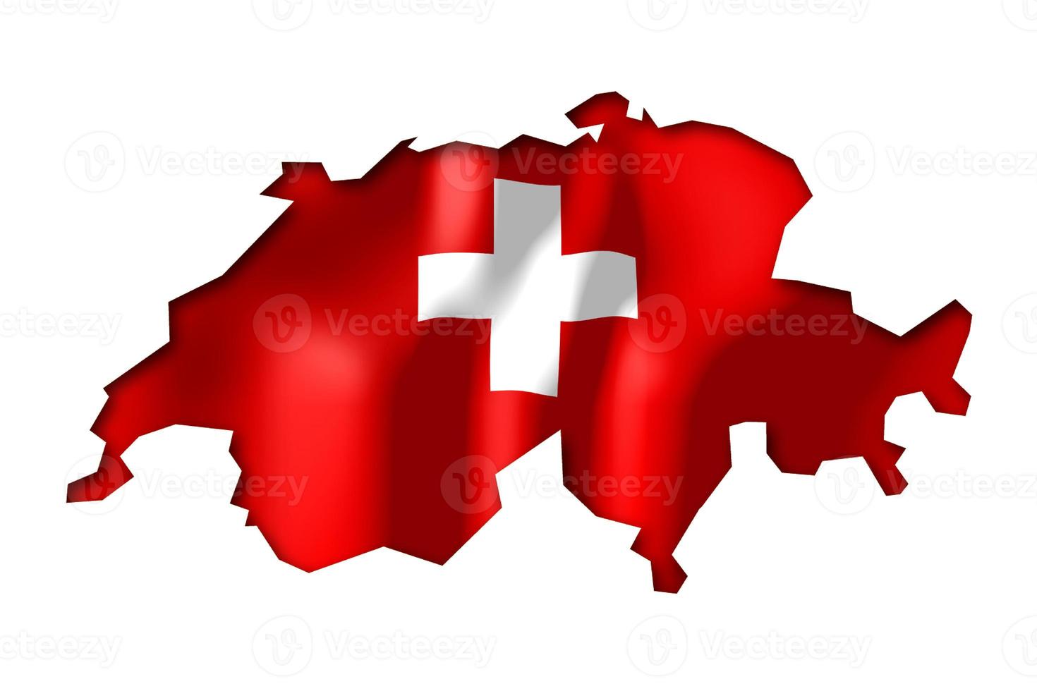 Svizzera - nazione bandiera e confine su bianca sfondo foto