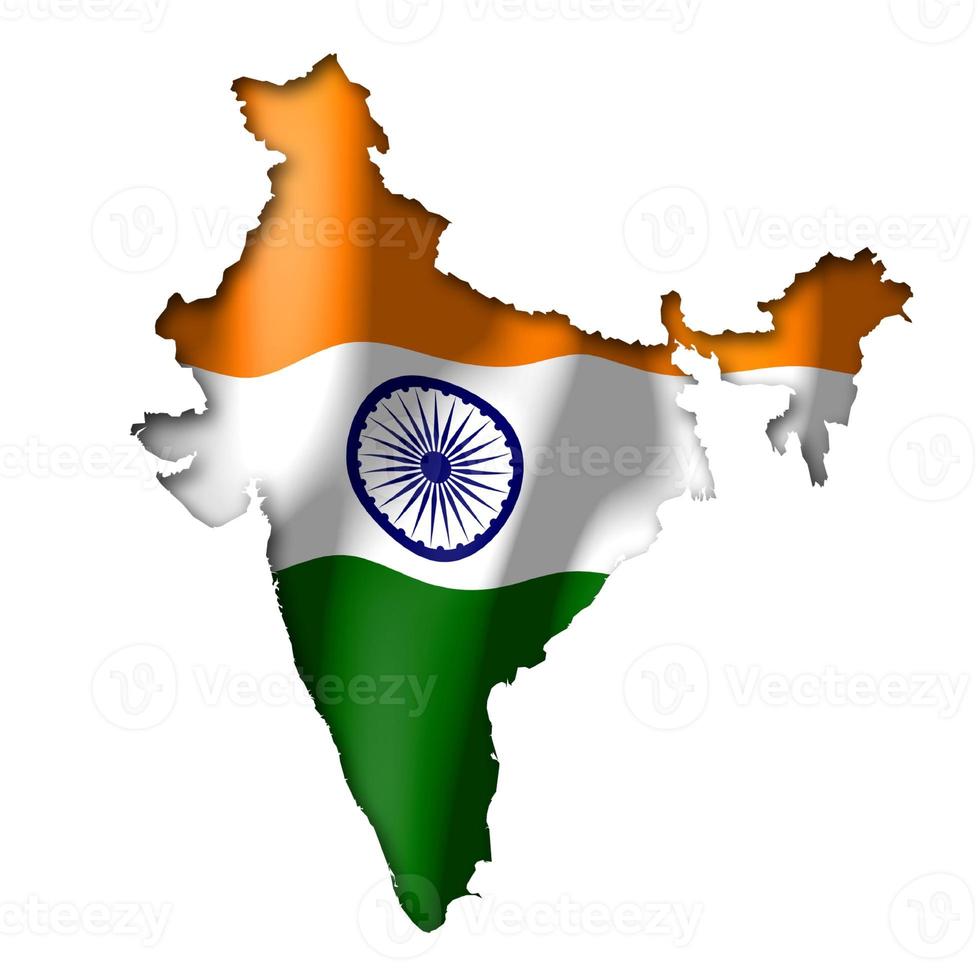 India - nazione bandiera e confine su bianca sfondo foto