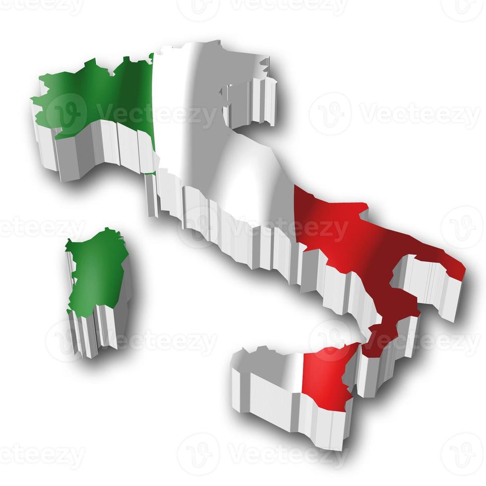 Italia - nazione bandiera e confine su bianca sfondo foto