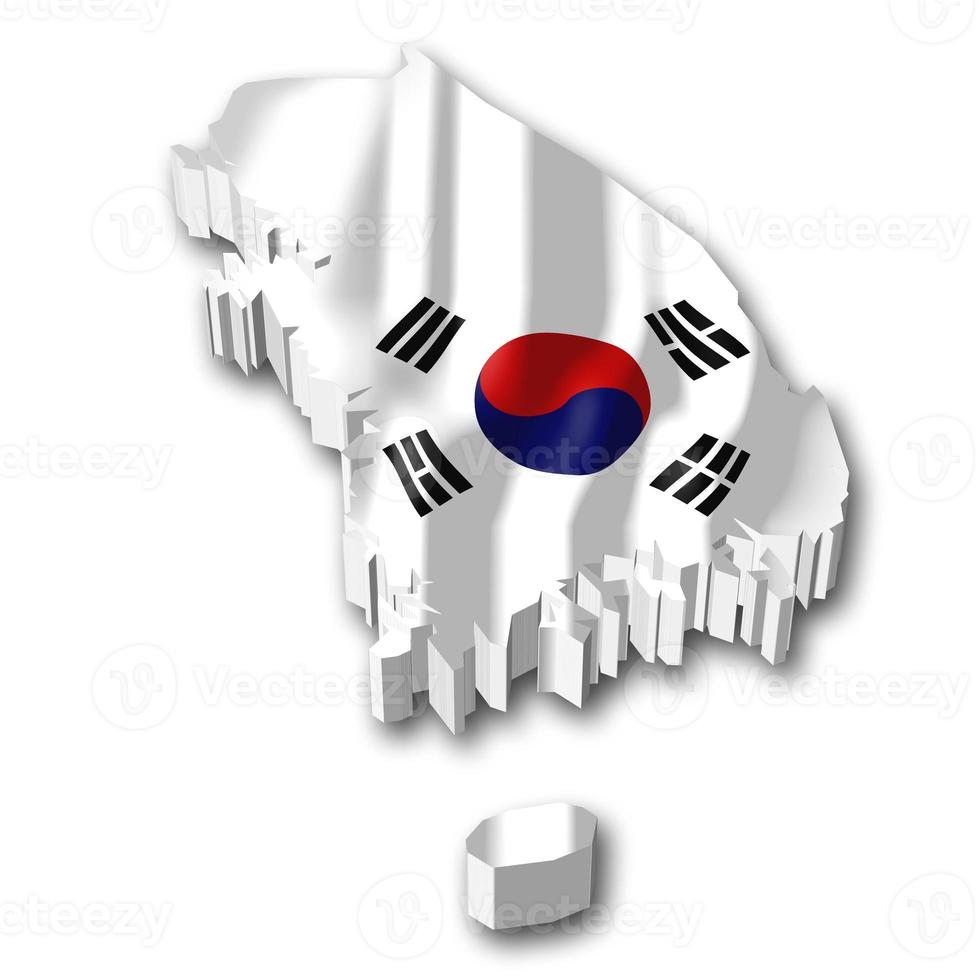 Sud Corea - nazione bandiera e confine su bianca sfondo foto