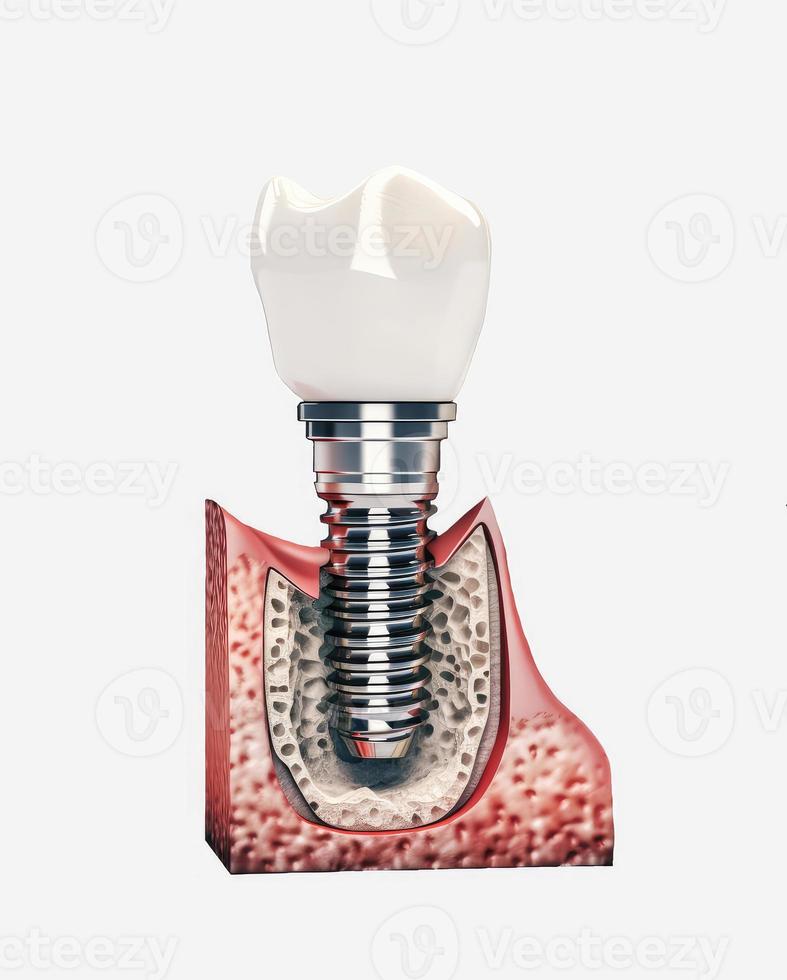 umano denti e dentale impiantare illustrazione. foto