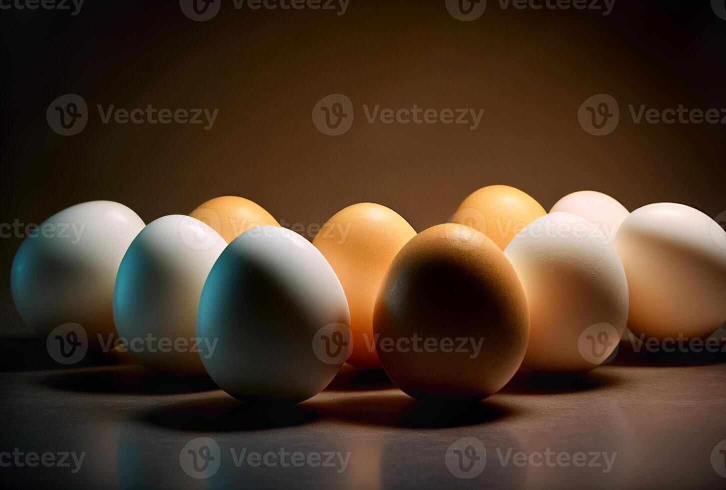 parecchi pollo uova individuare illuminato a partire dal sopra - generativo ai. foto