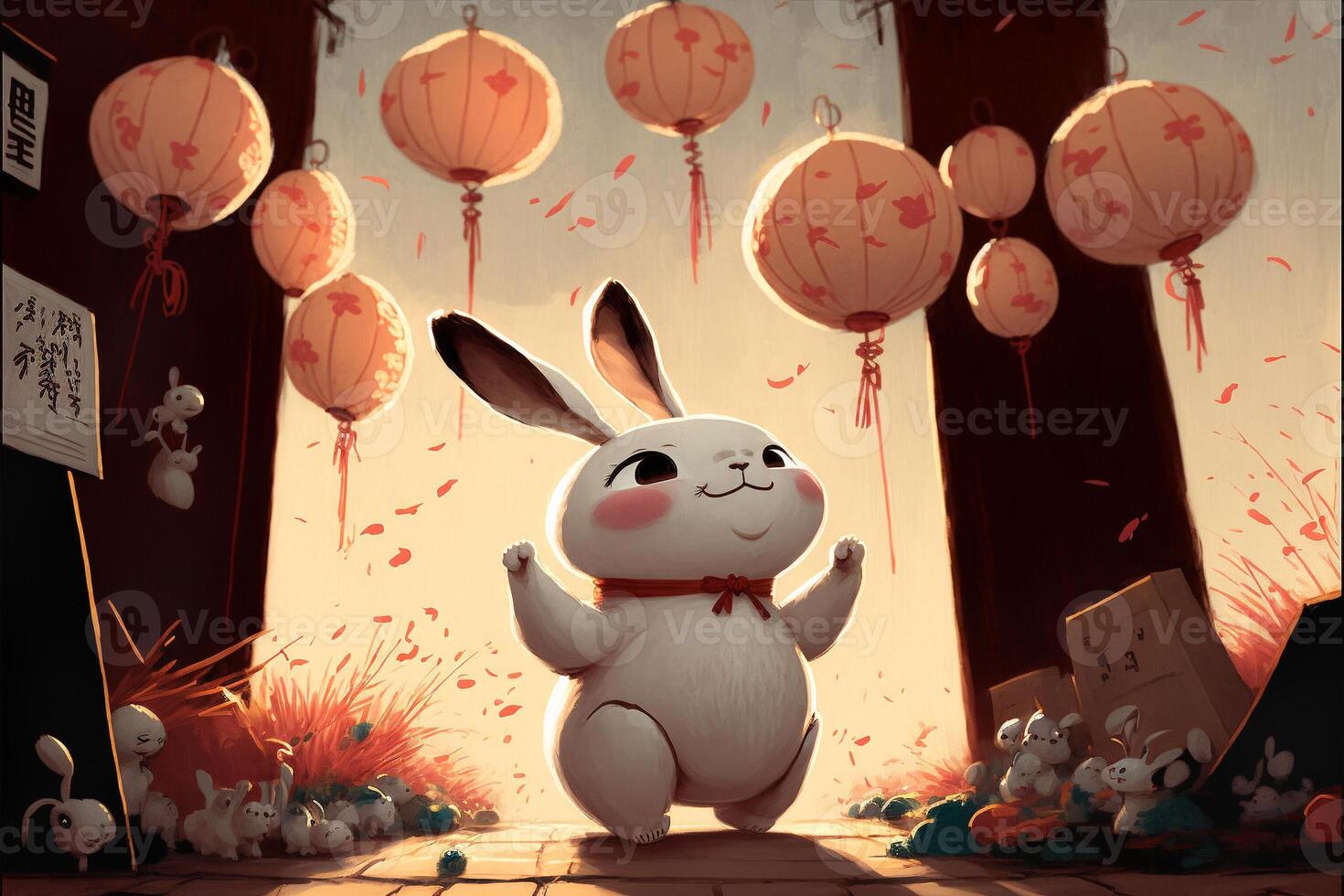 coniglio festeggiare Cinese anno di coniglio- generativo ai. foto