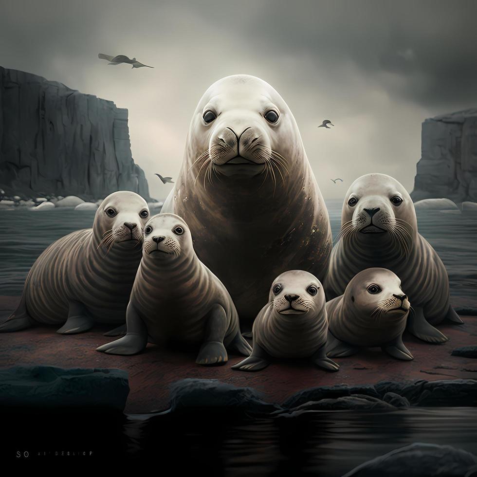 foca illustrazione ai generato foto