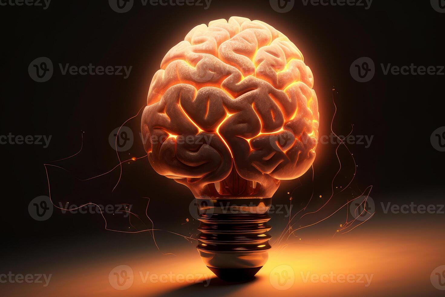 umano cervello nel lampadina attività commerciale idea concetto. ai generato. foto