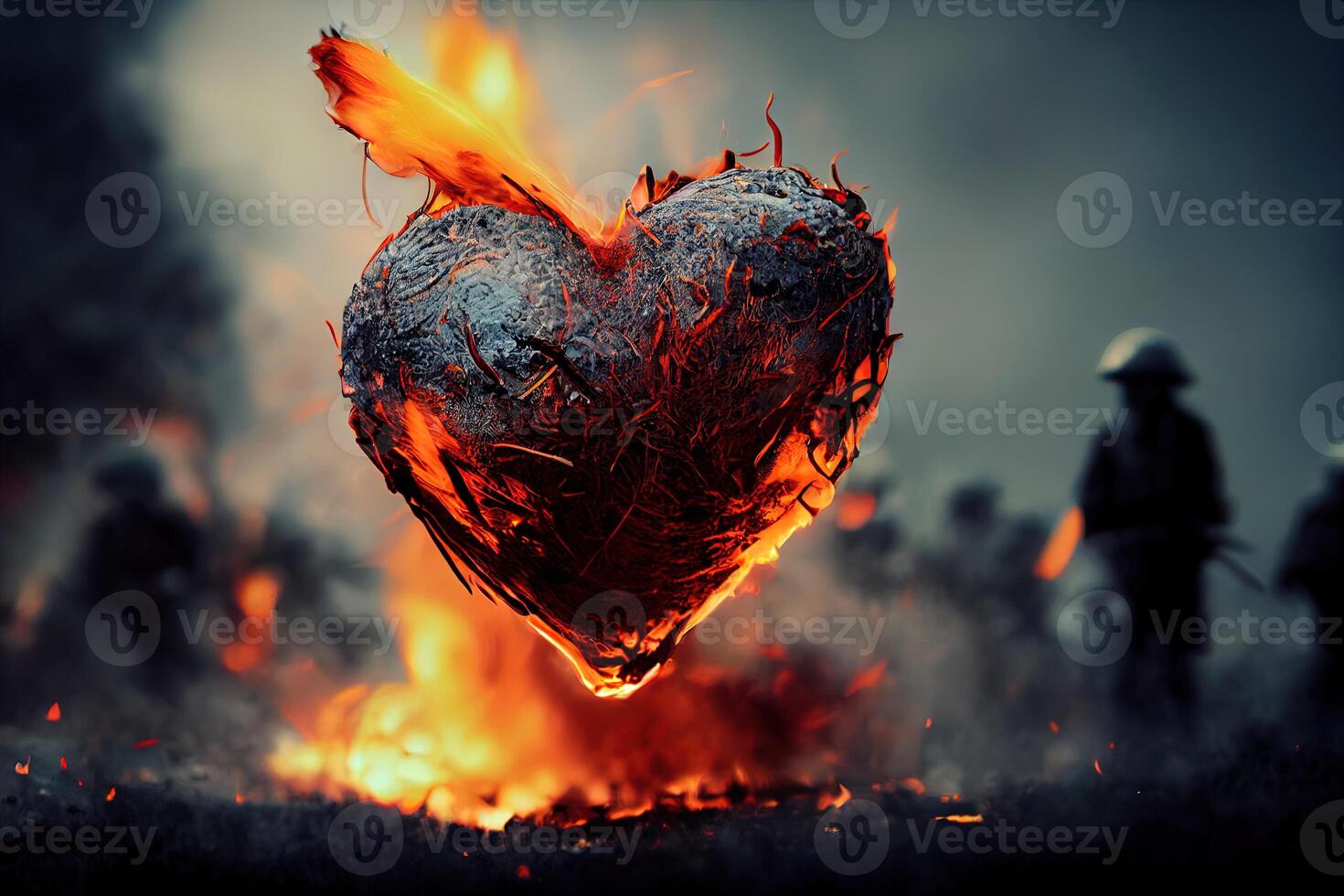 illustrativo rappresentazione di un' cuore su un' campo di battaglia foto