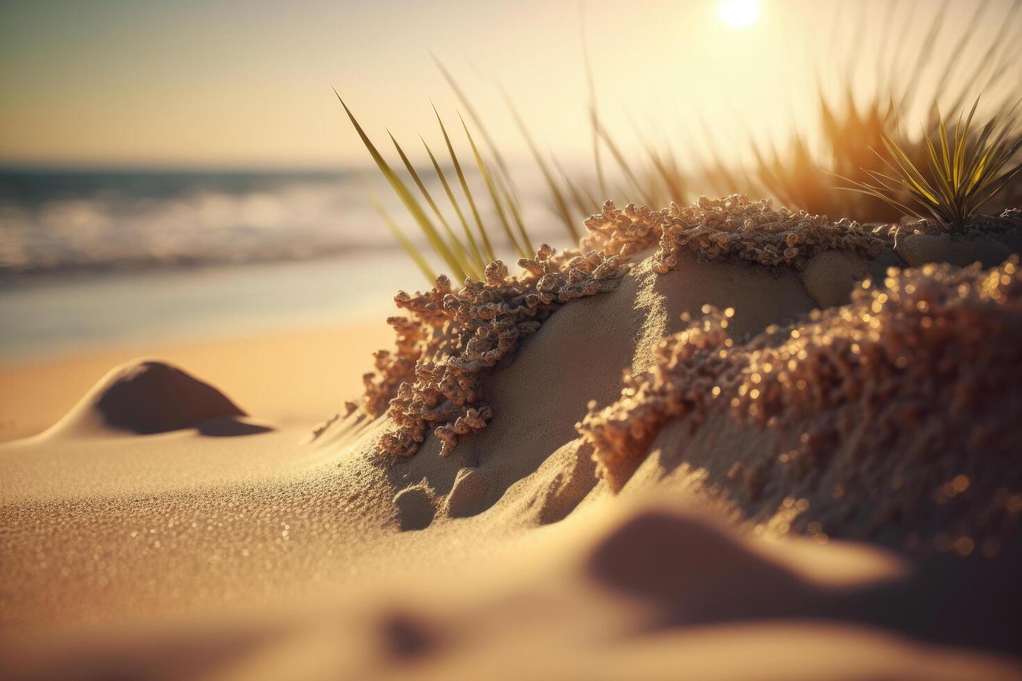 estate sabbia spiaggia sfondo. illustrazione ai generativo foto