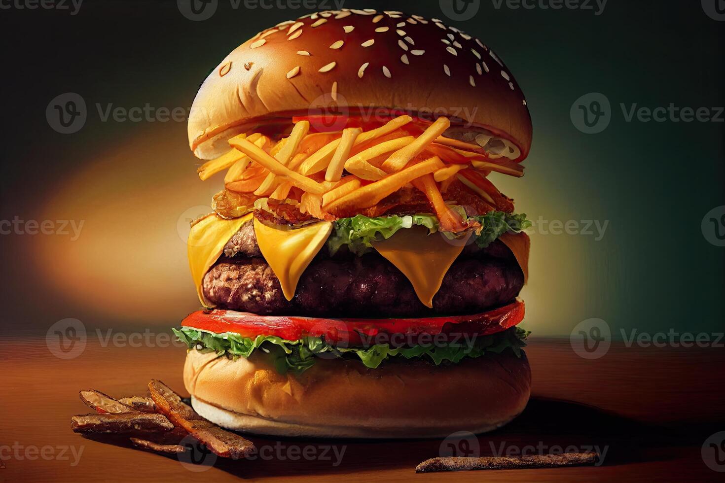 gustoso delizioso hamburger, generativo ai illustrazione foto