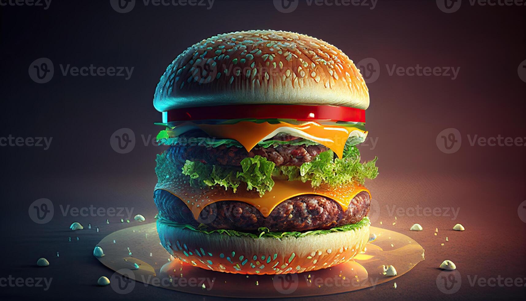 gustoso delizioso hamburger, generativo ai illustrazione foto