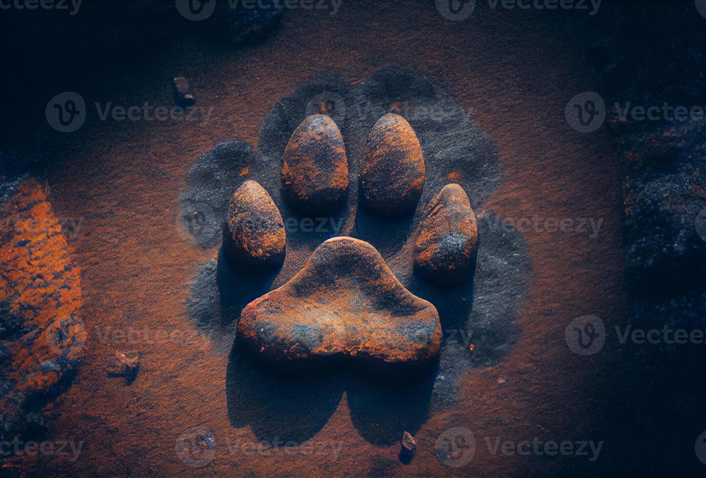 cane orma su il terra. animale orma. ai generato foto