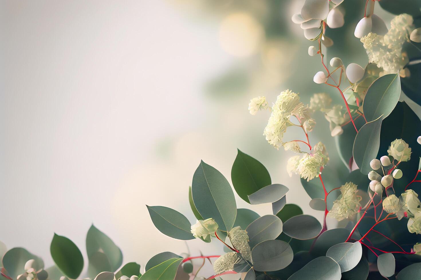 realistico nozze eucalipto floreale. illustrazione generativo ai foto