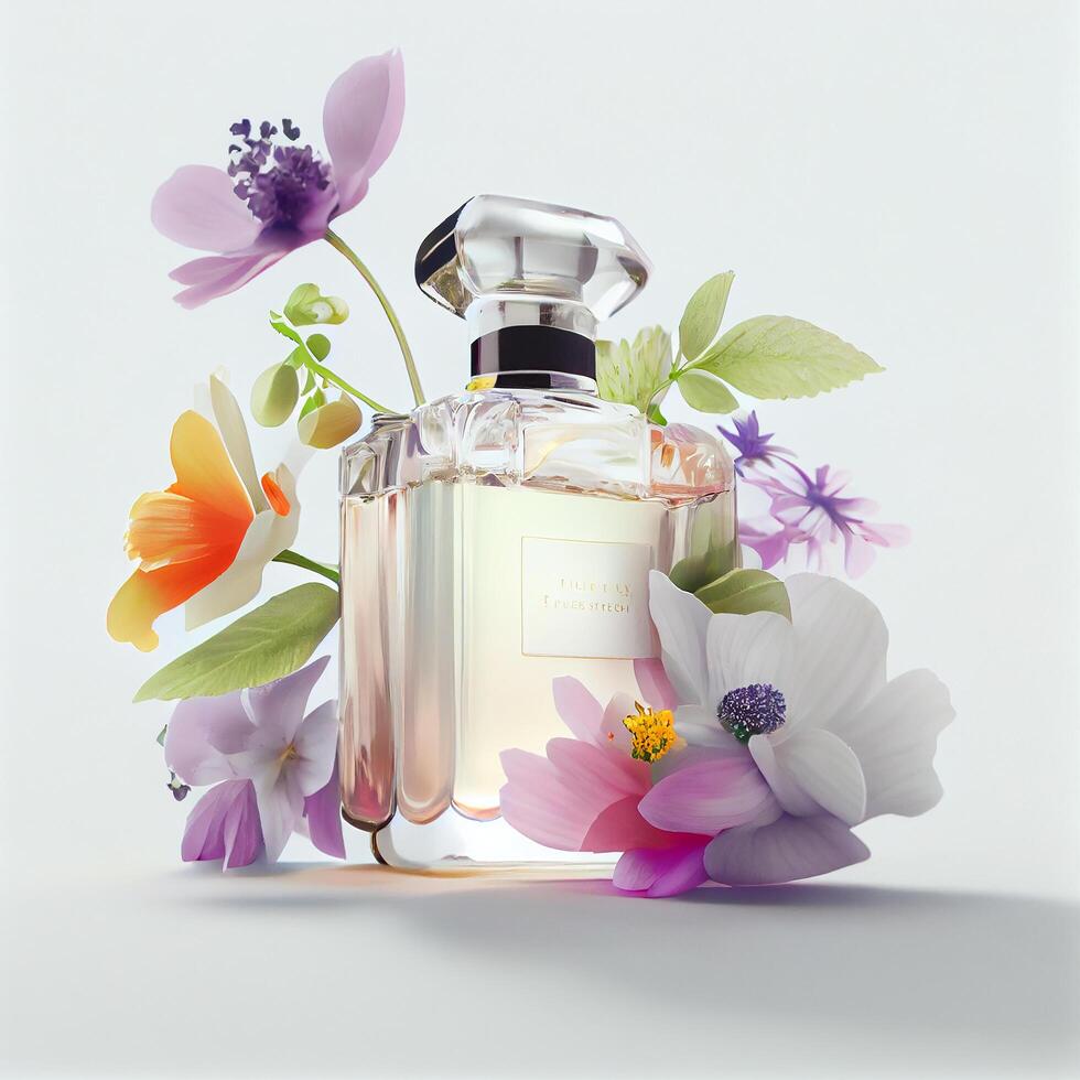 colorato fragrante profumo nel fiori. illustrazione generativo ai foto