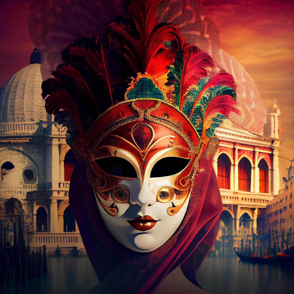 Venezia carnevale maschera sfondo. generativo ai foto