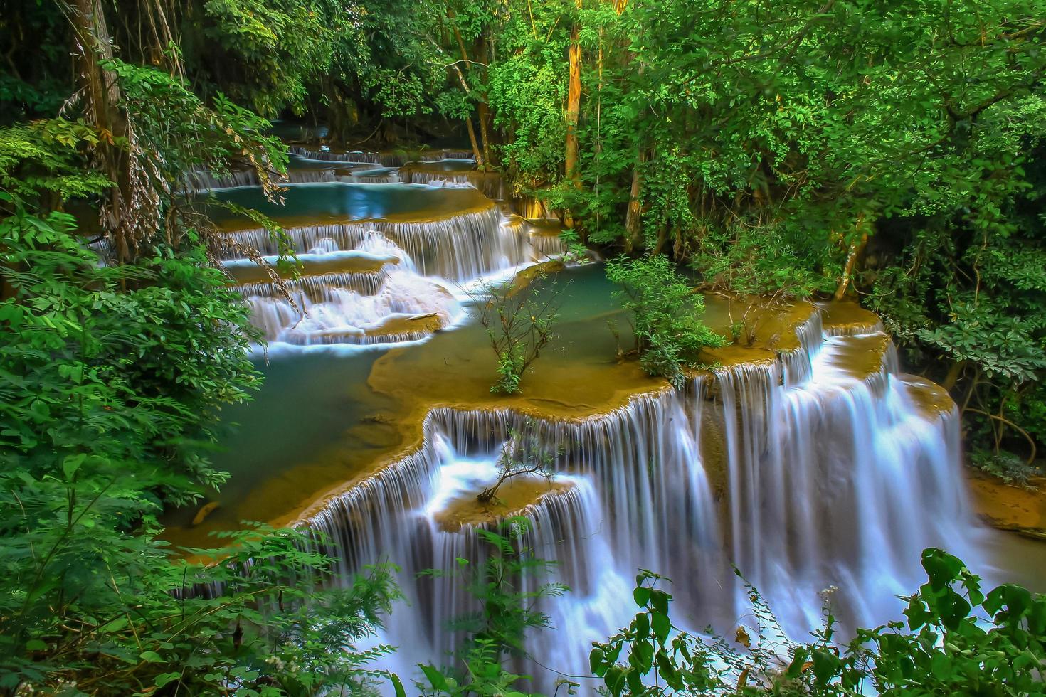 bella cascata nel mezzo di una foresta pluviale foto