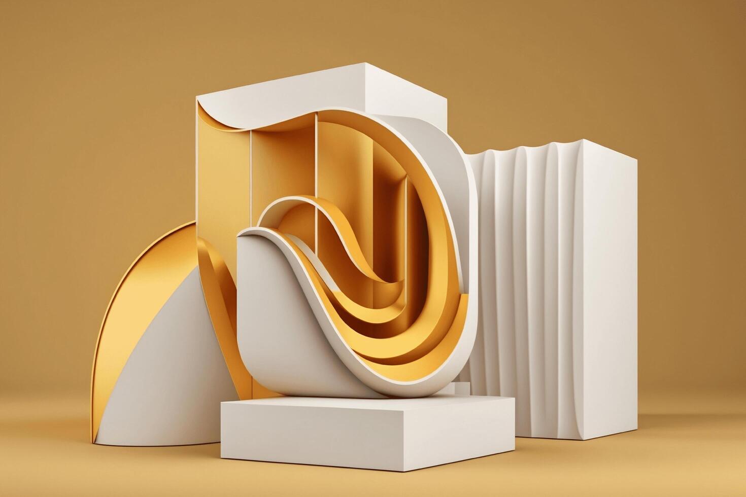 3d astratto podio minimo geometrico bianca e oro sfondo generativo ai foto