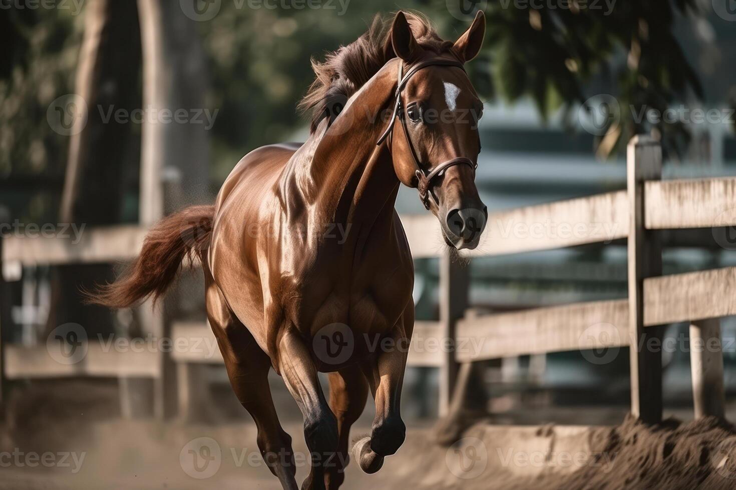 Marrone da corsa cavallo correre sport generativo ai foto