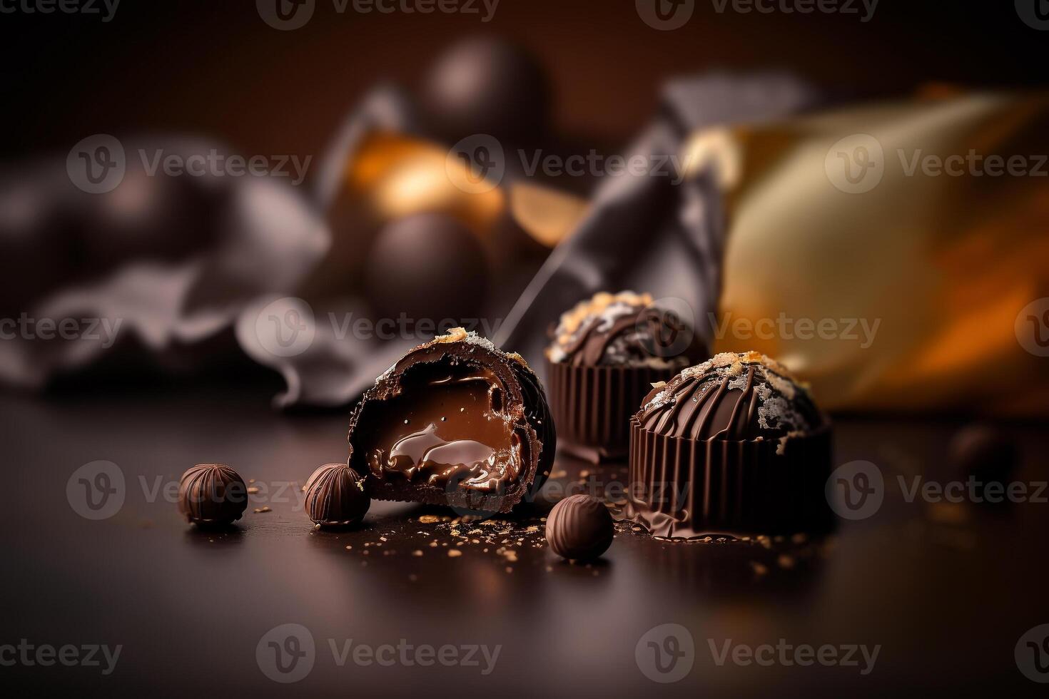 cioccolato caramella con Rum Riempimento generativo ai foto