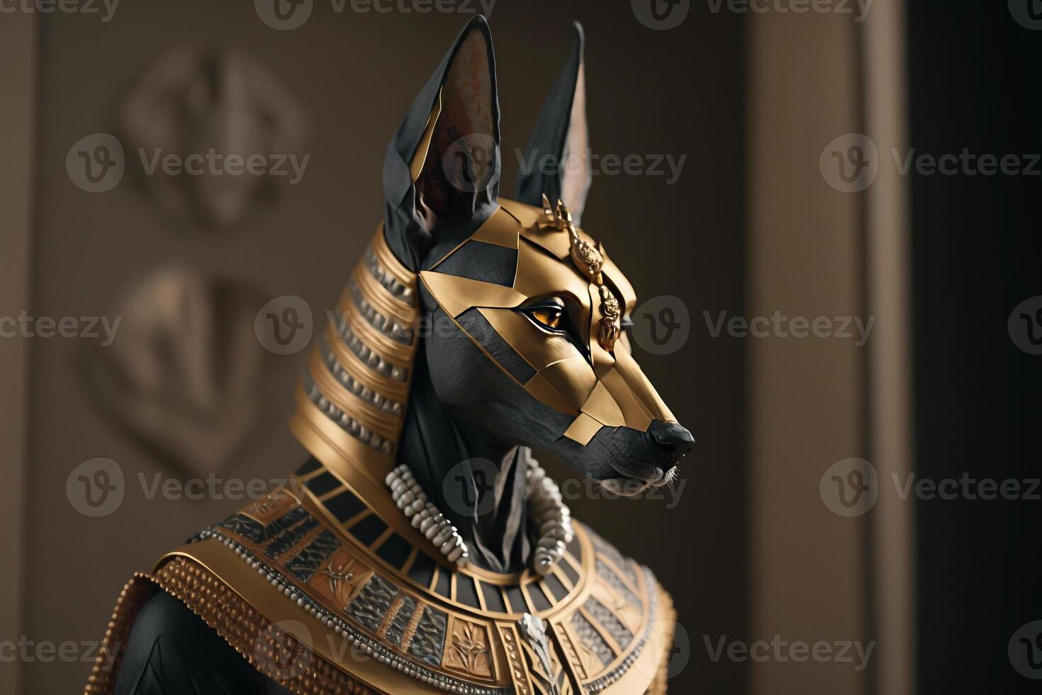 Faraone cane nel oro generativo ai foto