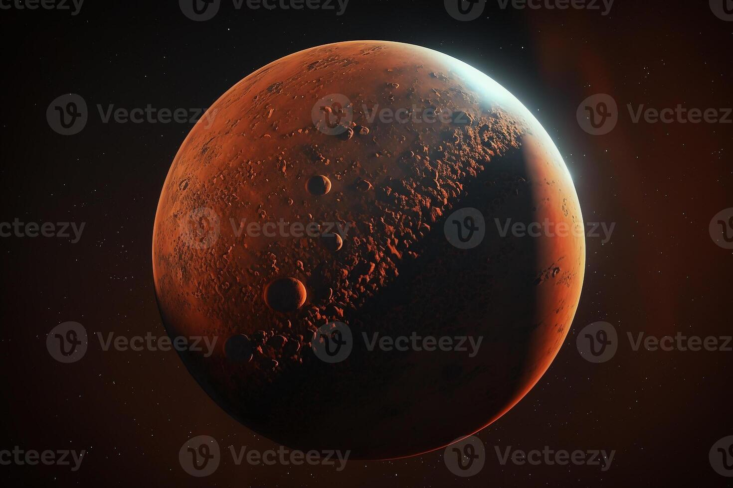 rosso pianeta Marte nel spazio generativo ai foto