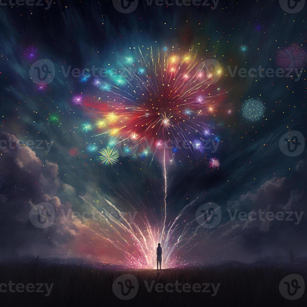 festivo fuochi d'artificio illustrazione. ai rendere foto