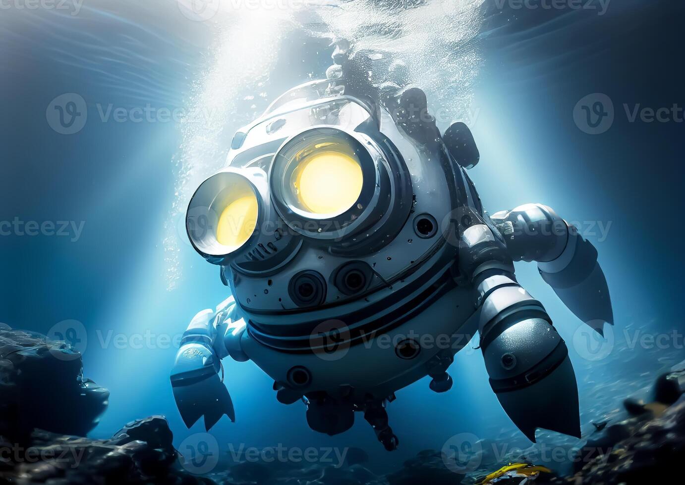 robot nuoto nel il sea.generative ai foto