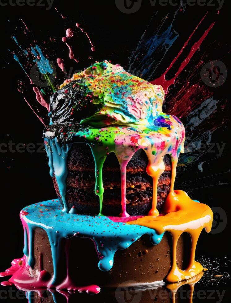 drammatico dinamico cibo fotografia bizzarro colorato Cupcake generativo ai foto