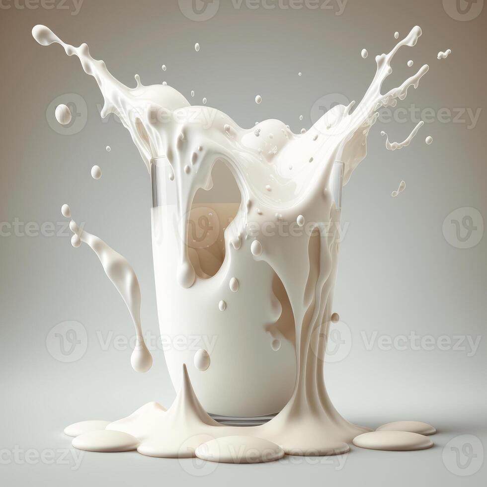 latte rovesciato a partire dal il bicchiere alto qualità.4k Immagine generativo ai foto