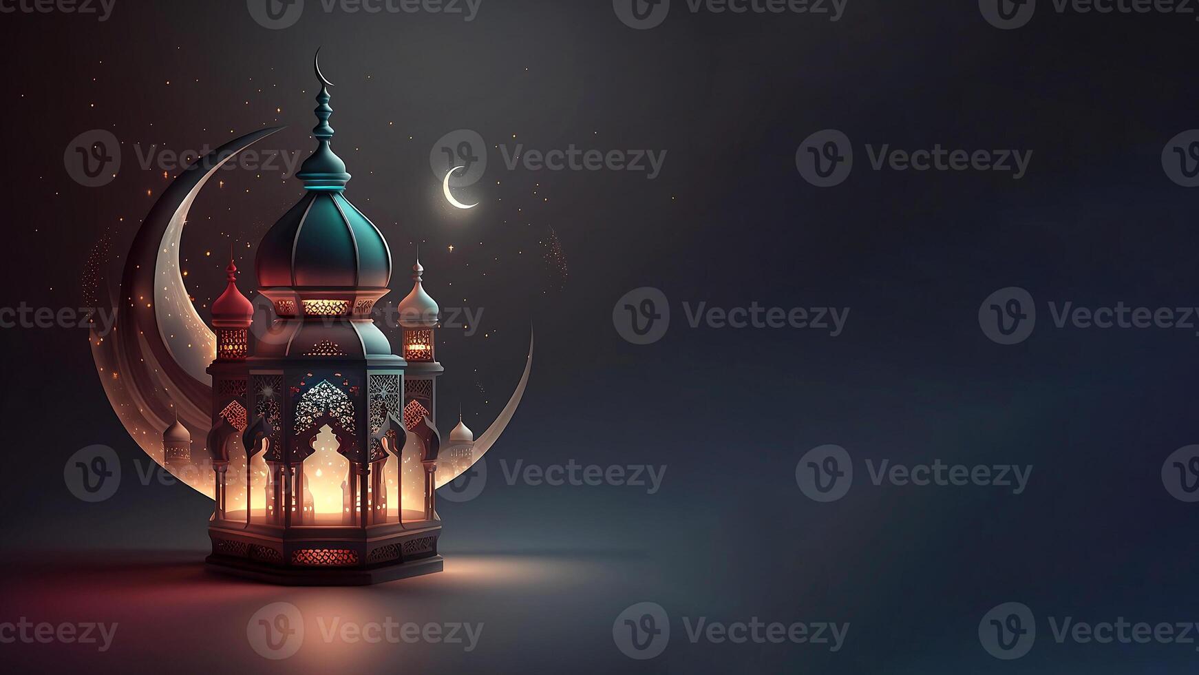 ai generato Ramadan moschea e lanterna foto