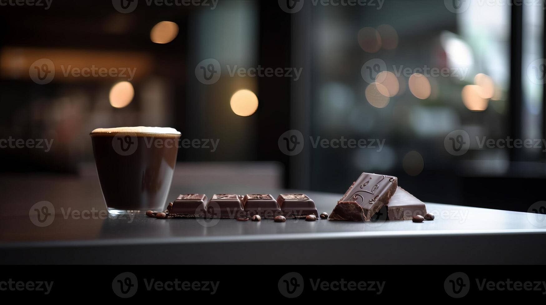 foto di caffee e cioccolato, nel un' distanza, minimalis - generativo ai